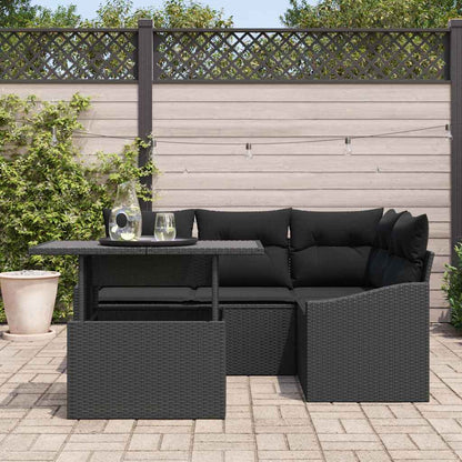Garten-Sofa-Set mit Kissen mit Speicher 5 pcs Schwarz