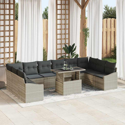 Garten-Sofa-Set mit Kissen 11 pcs Hellgrau und Dunkelgrau