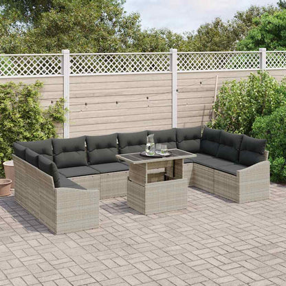 Garten-Sofa-Set mit Kissen 11 pcs Hellgrau und Dunkelgrau