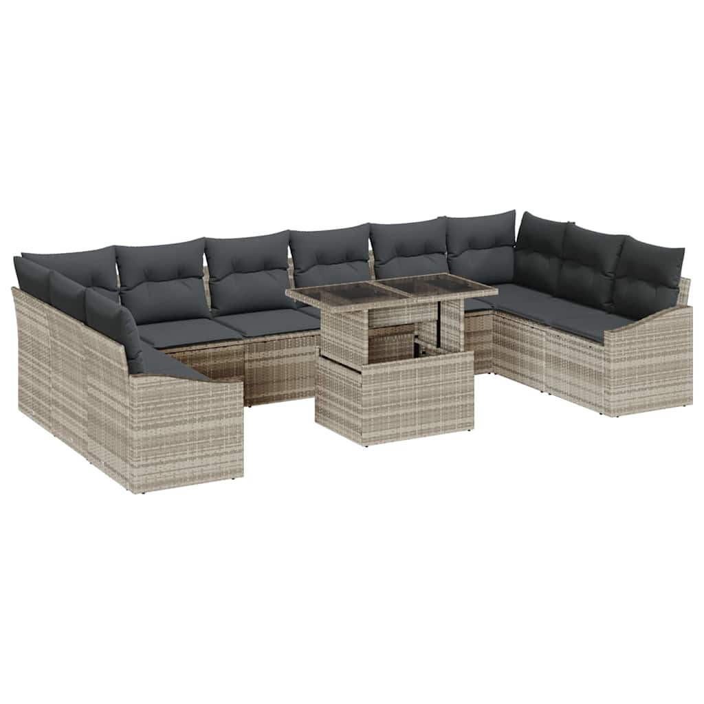 Garten-Sofa-Set mit Kissen 11 pcs Hellgrau und Dunkelgrau
