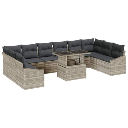 Garten-Sofa-Set mit Kissen 11 pcs Hellgrau und Dunkelgrau