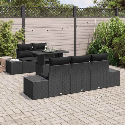 Garten-Sofa-Set mit Kissen mit Speicher 6 pcs Schwarz