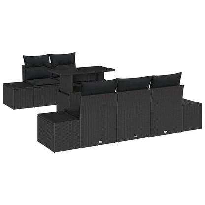 Garten-Sofa-Set mit Kissen mit Speicher 6 pcs Schwarz