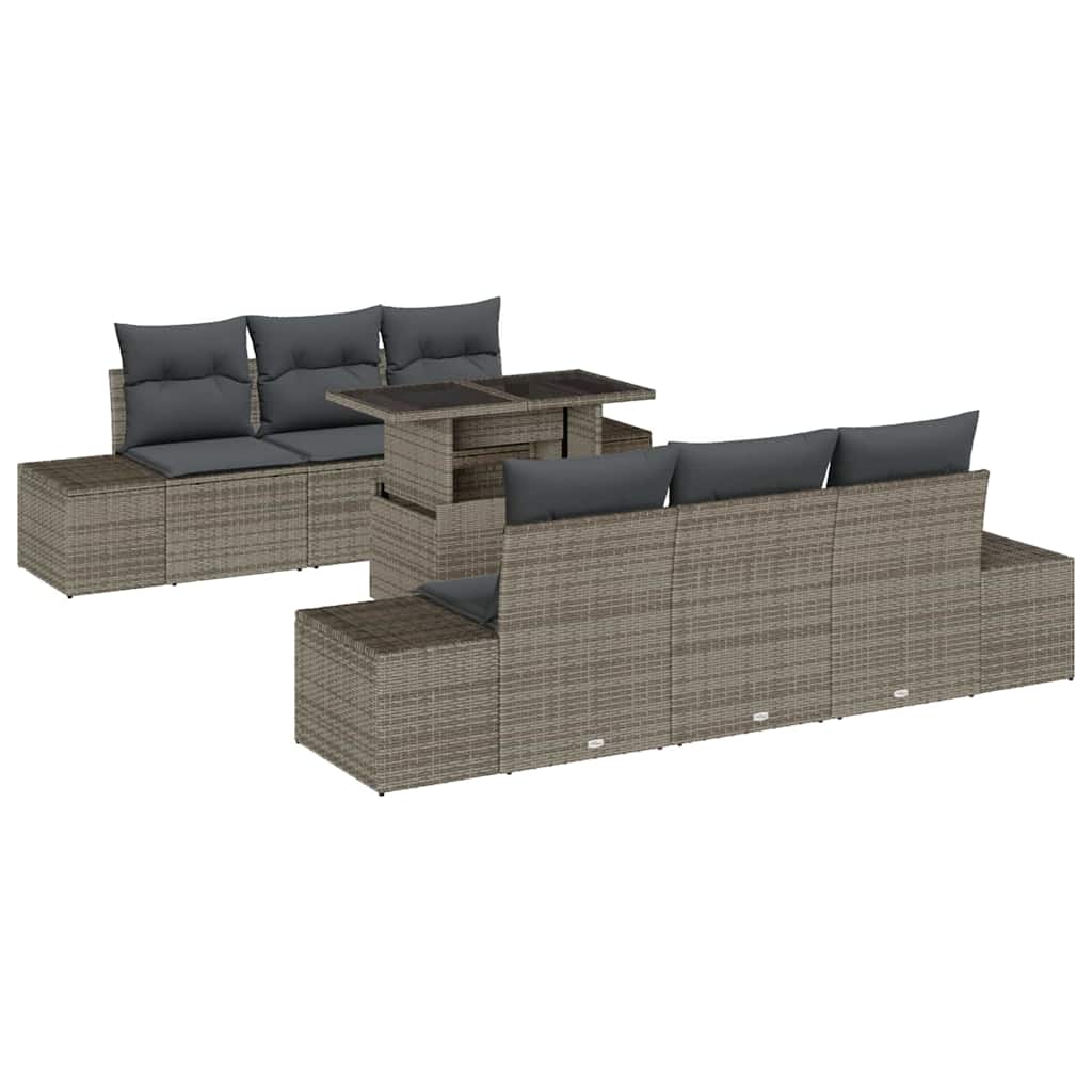 Garten-Sofa-Set mit Kissen 7 pcs Grau