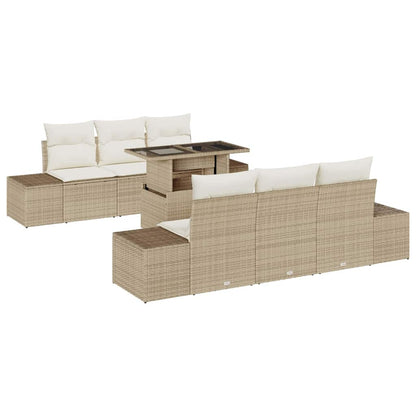 Garten-Sofa-Set mit Kissen 7 pcs Beige und Creme