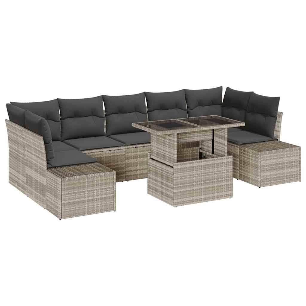 Garten-Sofa-Set mit Kissen 8 pcs Hellgrau und Dunkelgrau