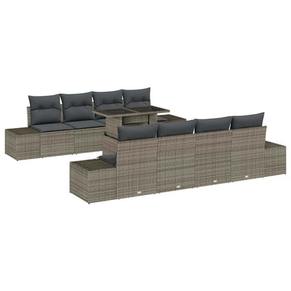 Gartensofa-set mit Kissen mit Speicher mit Kissen 9 pcs Grau