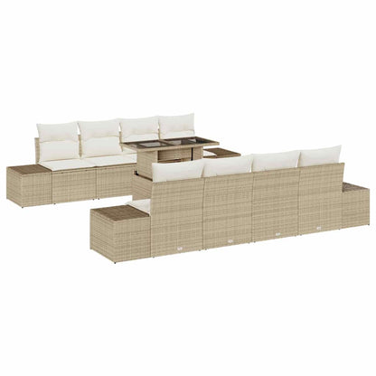 Gartensofa-set mit Kissen mit Speicher 9 pcs Beige und Creme