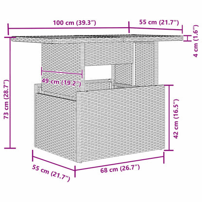 Garten-Sofa-Set mit Speicher 6 pcs Grau Poly Rattan