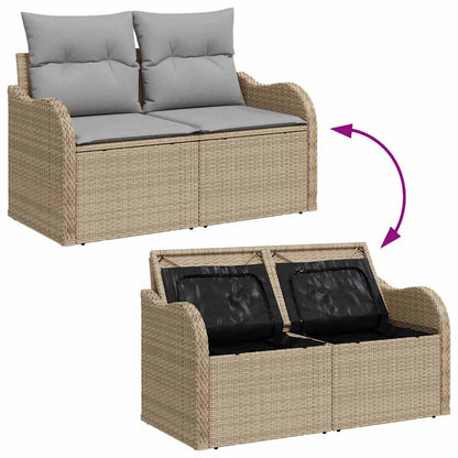 Gartensofa-set mit Speicher 5 pcs Beige Poly-Rattan
