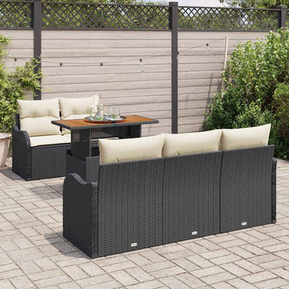 Garten-Sofa-Set mit Speicher 6 pcs Schwarz Poly Rattan