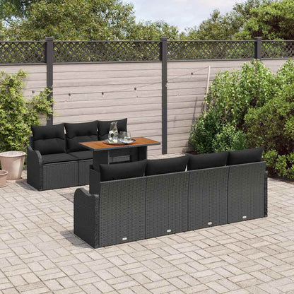 Garten-Sofa-Set mit Speicher 8 pcs Schwarz Poly Rattan