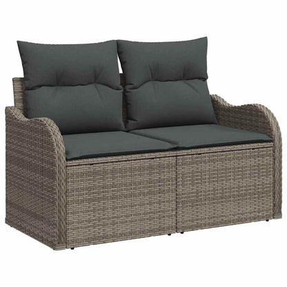 Garten-Sofa-Set mit Speicher 8 pcs Grau Poly Rattan