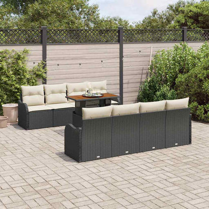Garten-Sofa-Set mit Speicher 9 pcs Schwarz Poly Rattan