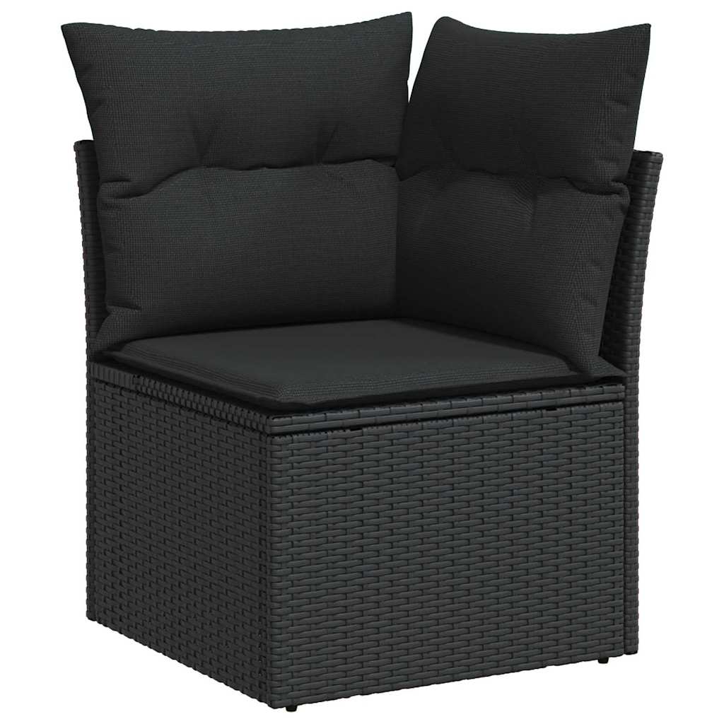 Garten-Sofa-Set mit Speicher 9 pcs Schwarz Poly Rattan