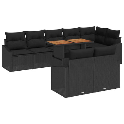 Garten-Sofa-Set mit Speicher 9 pcs Schwarz Poly Rattan