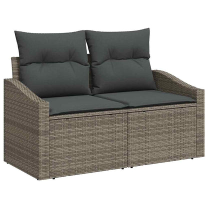 Garten-Sofa-Set mit Speicher 8 pcs Grau Poly Rattan