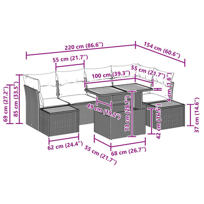 Garten-Sofa-Set mit Speicher 10 pcs Schwarz Poly Rattan
