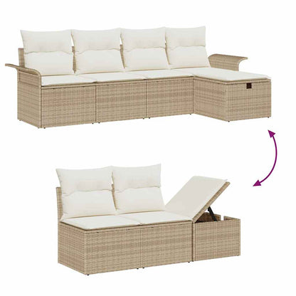 Gartensofa-set mit Kissen 6 pcs Beige und Creme Poly-Rattan