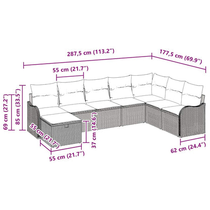 Sofa Set mit Kissen mit Speicher Braun und Creme Poly-Rattan