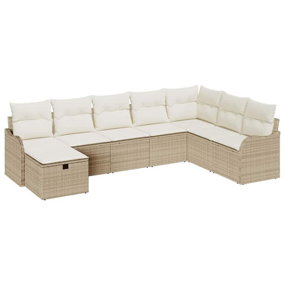 Sofa Set mit Kissen 8 pcs Beige und Creme Poly-Rattan