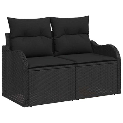 Sofa Set mit Kissen mit Speicher Schwarz Poly-Rattan