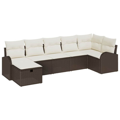 Sofa Set mit Kissen mit Speicher Braun und Creme Poly-Rattan
