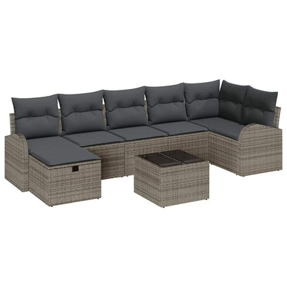 Sofa Set mit Kissen mit Speicher Grau Poly-Rattan