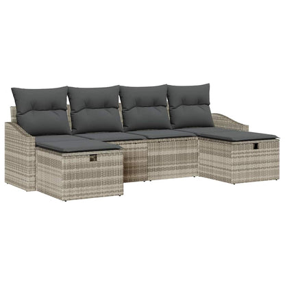 Gartensofa-set mit Kissen mit Speicher 6 pcs Poly-Rattan