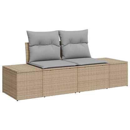 Garten-Sofa-Set mit Kissen 4 pcs Beige Poly Rattan