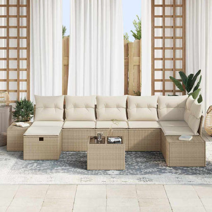 Gartensofa-set mit Kissen 8 pcs Beige Poly-Rattan