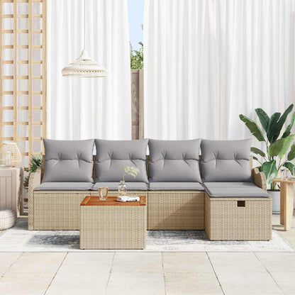 Gartensofa-set mit Kissen mit Speicher 6 pcs Beige Poly-Rattan