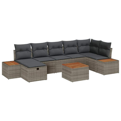 Gartensofa-set mit Kissen 8 pcs Grau Poly-Rattan