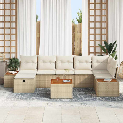Gartensofa-set mit Kissen 8 pcs Beige Poly-Rattan