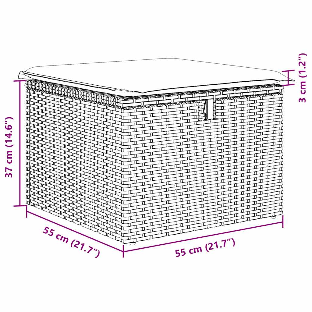 Gartensofa-set mit Kissen 8 pcs Schwarz Poly-Rattan