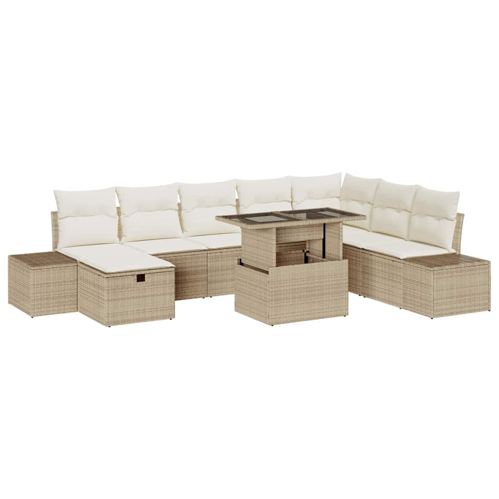 Garten-Sofa-Set 11 pcs Beige Poly Rattan