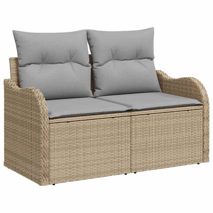 Gartensofa-set mit Kissen mit Speicher 8 pcs Beige Poly-Rattan