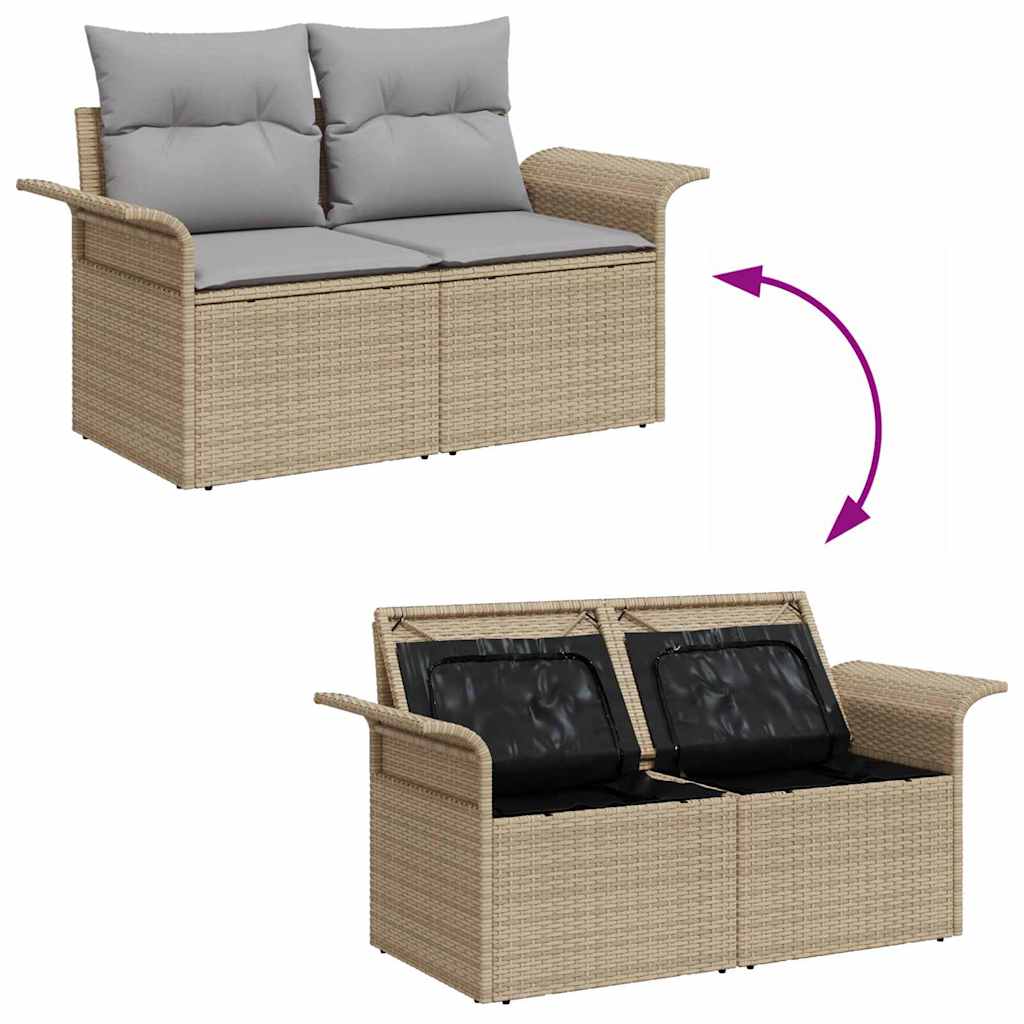 Gartensofa-set mit Kissen mit Speicher 7 pcs Poly Rattan