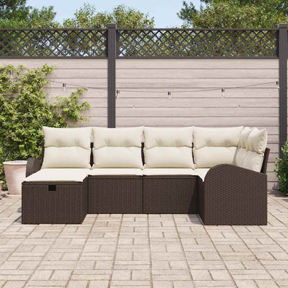 Garten-Sofa-Set mit Kissen mit Speicher 6 pcs Braun Poly Rattan