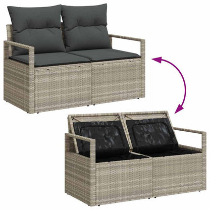 Garten-Sofa-Set mit Kissen 7 pcs Hellgrau Poly Rattan