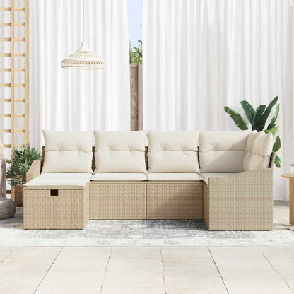 Sofa Set mit Kissen 7 pcs Poly-Rattan