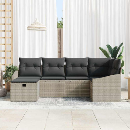 Sofa Set mit Kissen 6 pcs Poly-Rattan