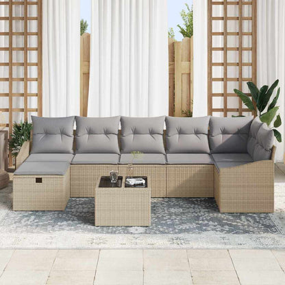 Sofa Set mit Kissen 7 pcs Poly-Rattan