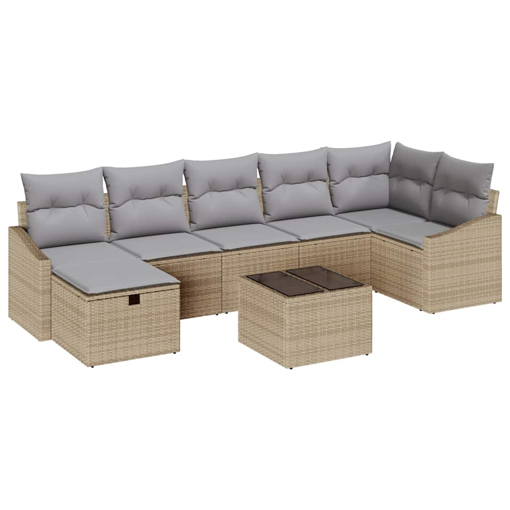 Sofa Set mit Kissen 7 pcs Poly-Rattan