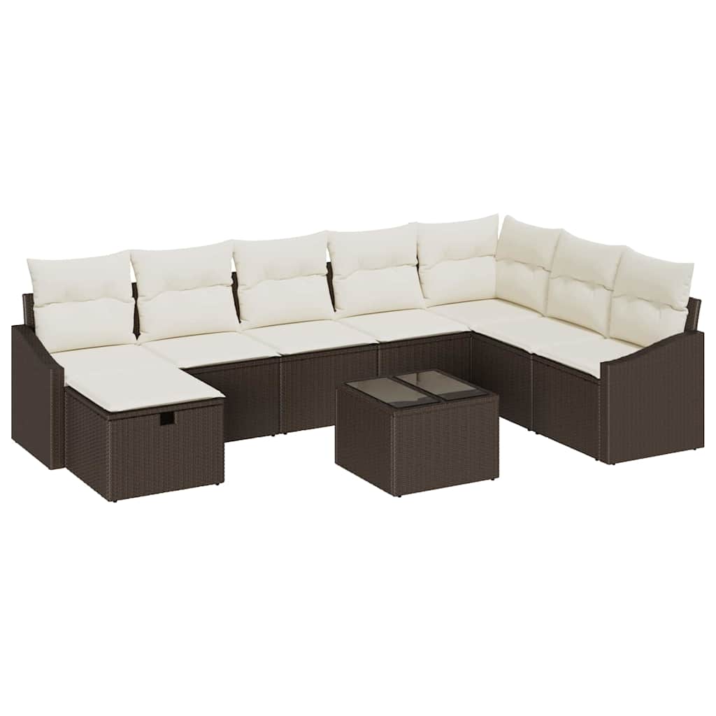Sofa Set mit Kissen 9 pcs Poly-Rattan