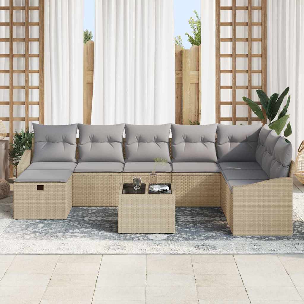 Sofa Set mit Kissen 8 pcs Poly-Rattan