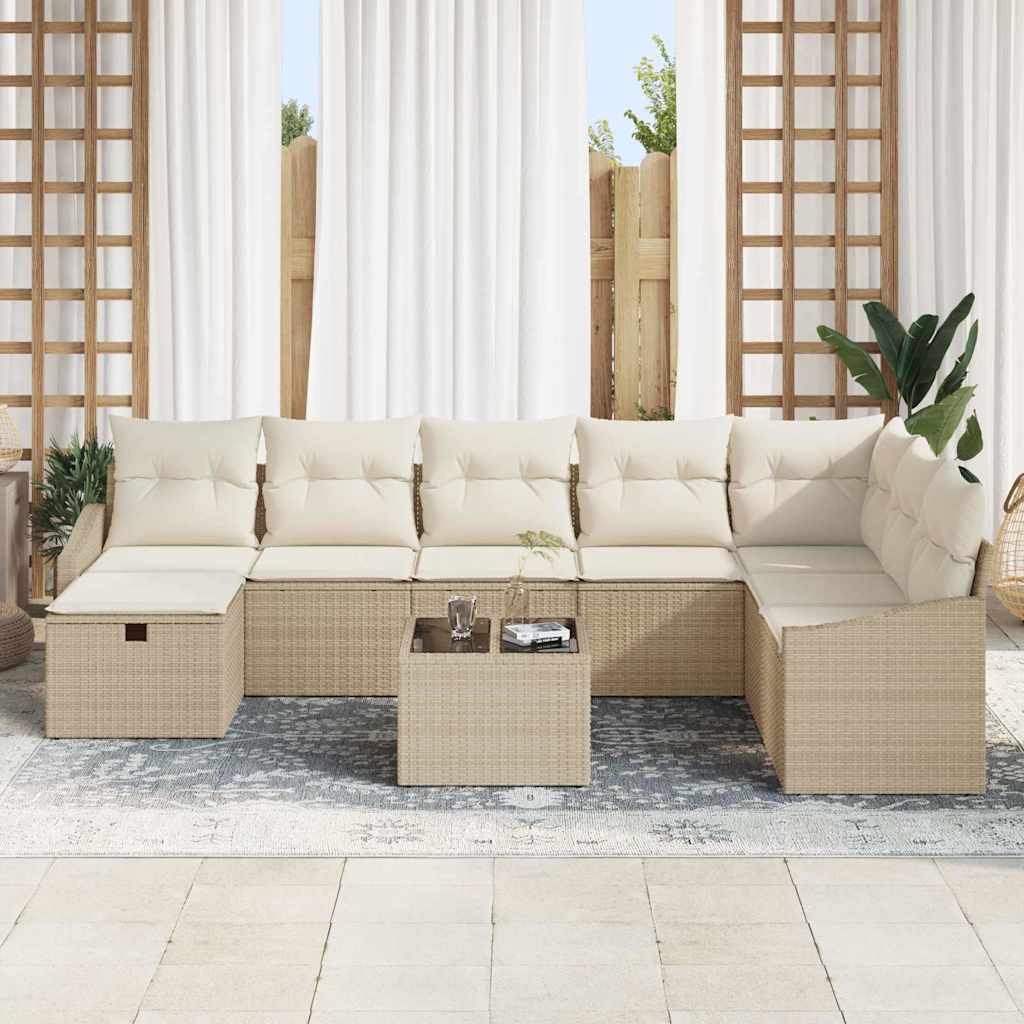 Sofa Set mit Kissen 8 pcs Poly-Rattan