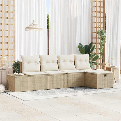 Sofa Set mit Kissen 5 pcs Poly-Rattan