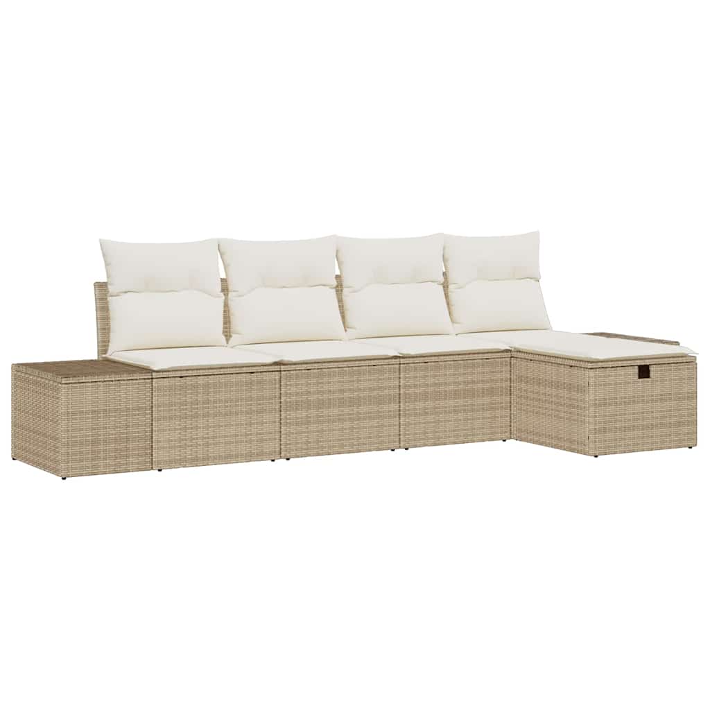 Sofa Set mit Kissen 5 pcs Poly-Rattan