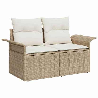 Gartensofa-set mit Kissen mit Speicher 6 pcs Beige Poly Rattan